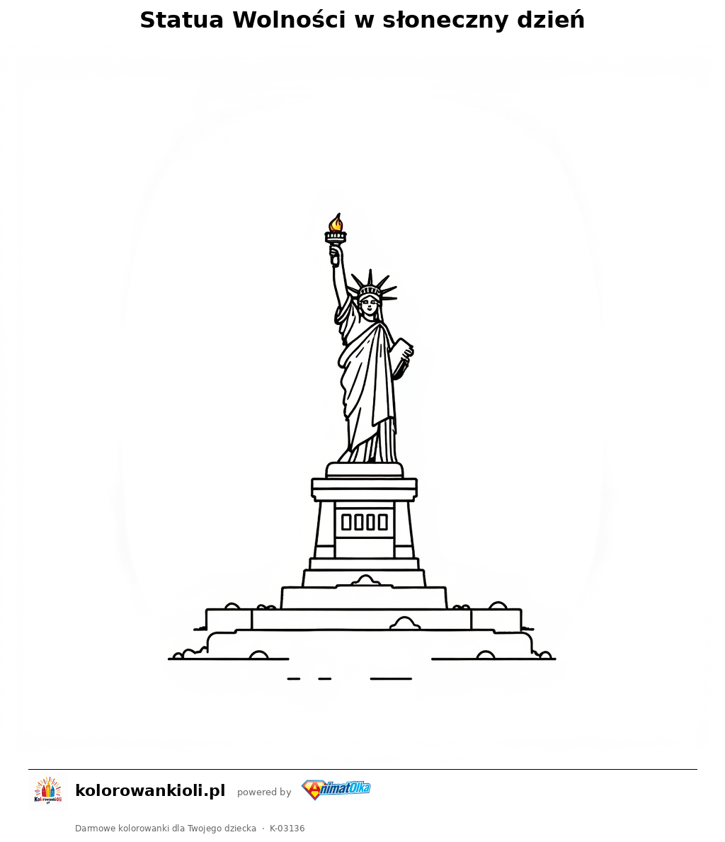 Kolorowanka — Statua Wolności w słoneczny dzień