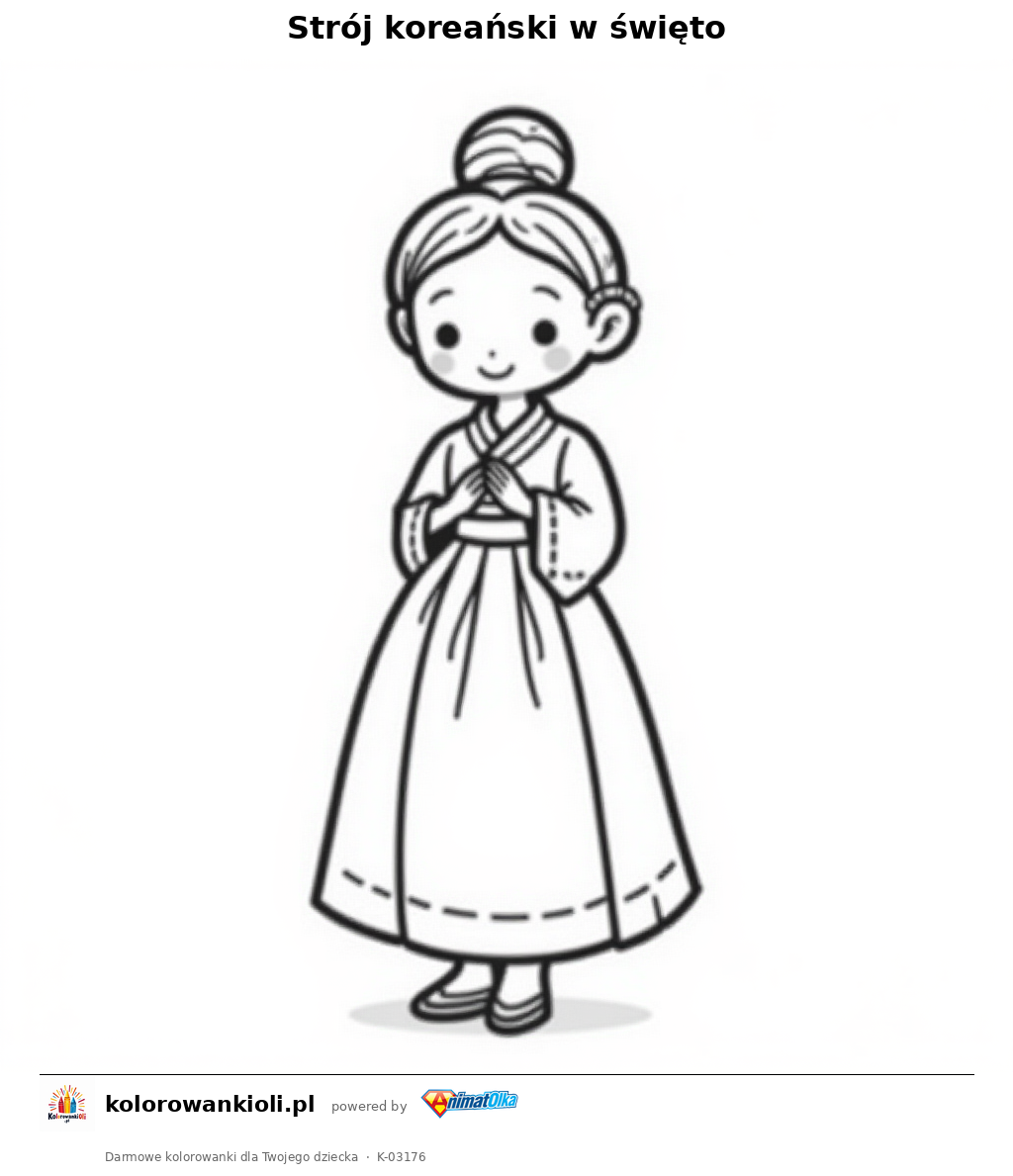 Kolorowanka — Strój koreański w święto