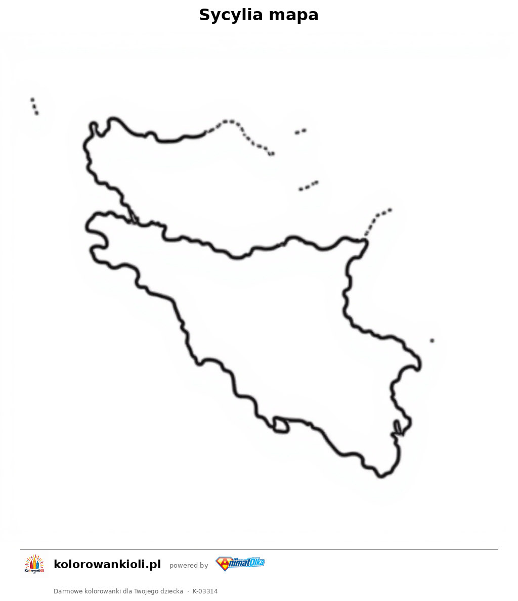 Kolorowanka — Sycylia mapa