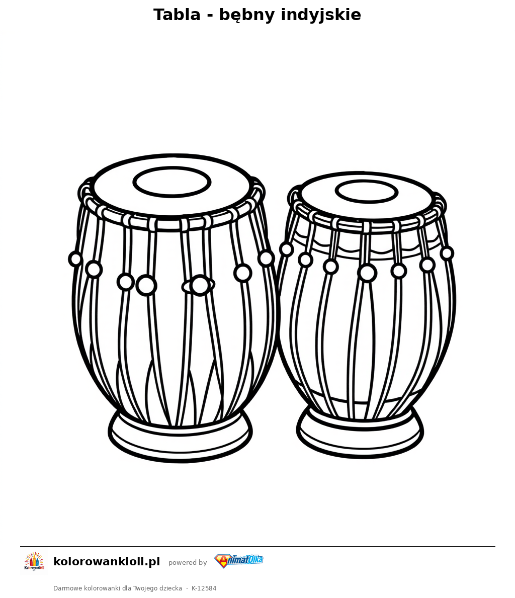 Tabla - bebny indyjskie — kolorowanka do wydruku dla dzieci