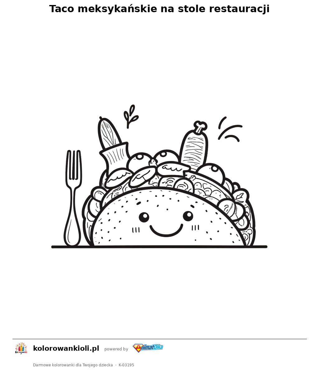 Kolorowanka — Taco meksykańskie na stole restauracji