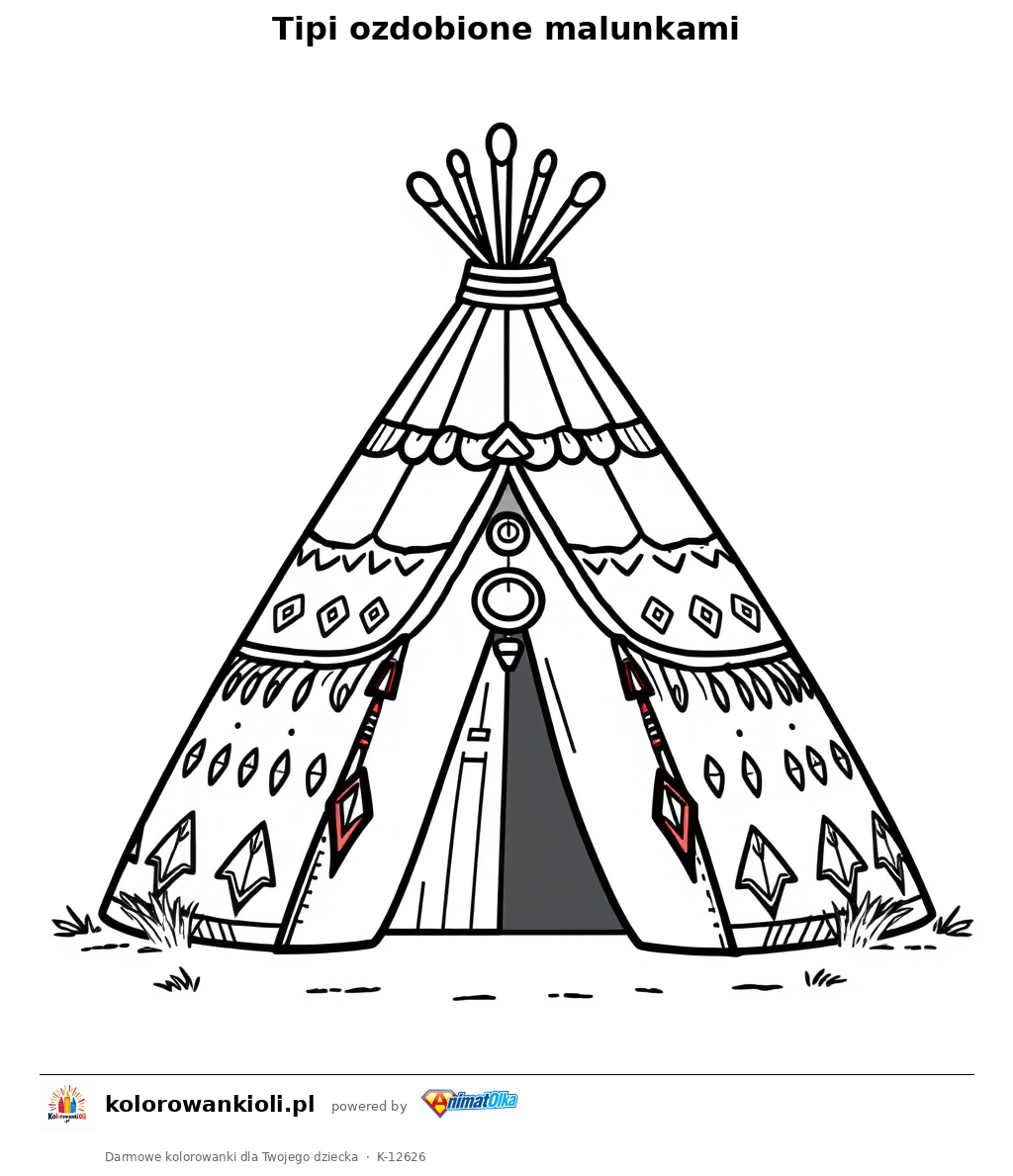 Tipi ozdobione malunkami — kolorowanka do wydruku dla dzieci