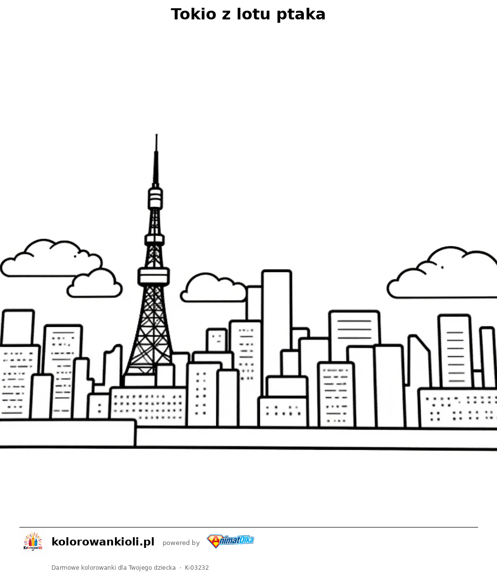 Kolorowanka — Tokio z lotu ptaka
