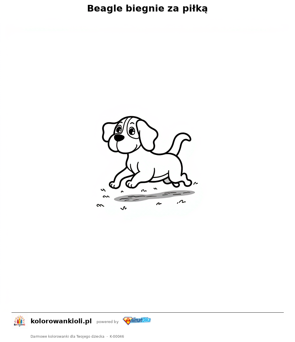 Kolorowanka — Beagle biegnie za piłką