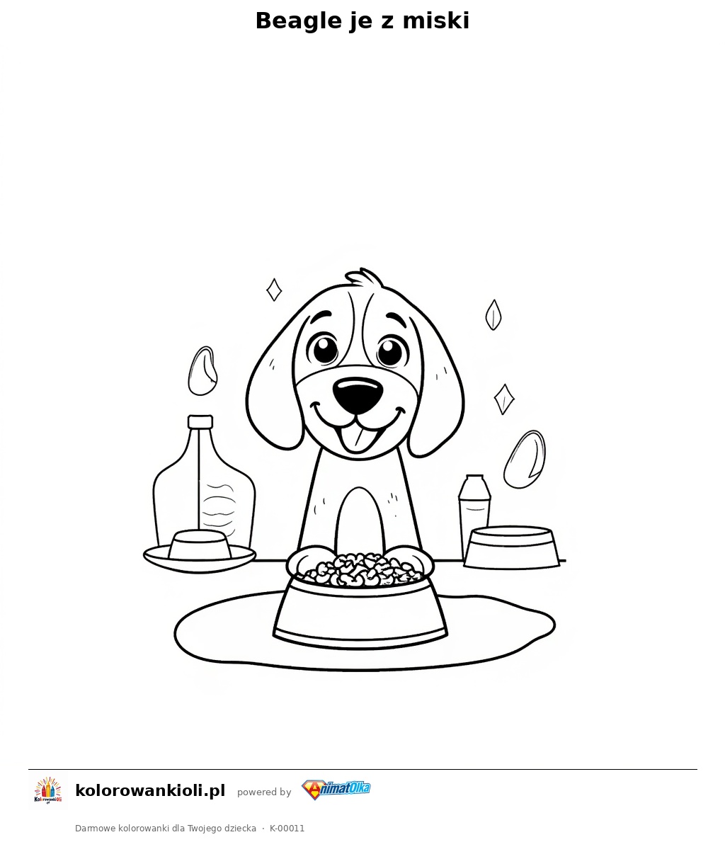 Kolorowanka — Beagle je z miski