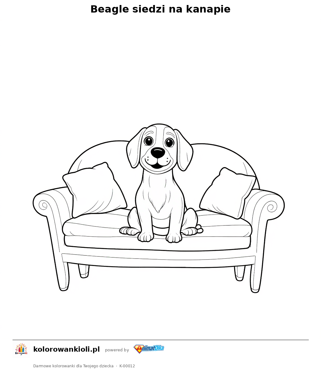 Kolorowanka — Beagle siedzi na kanapie