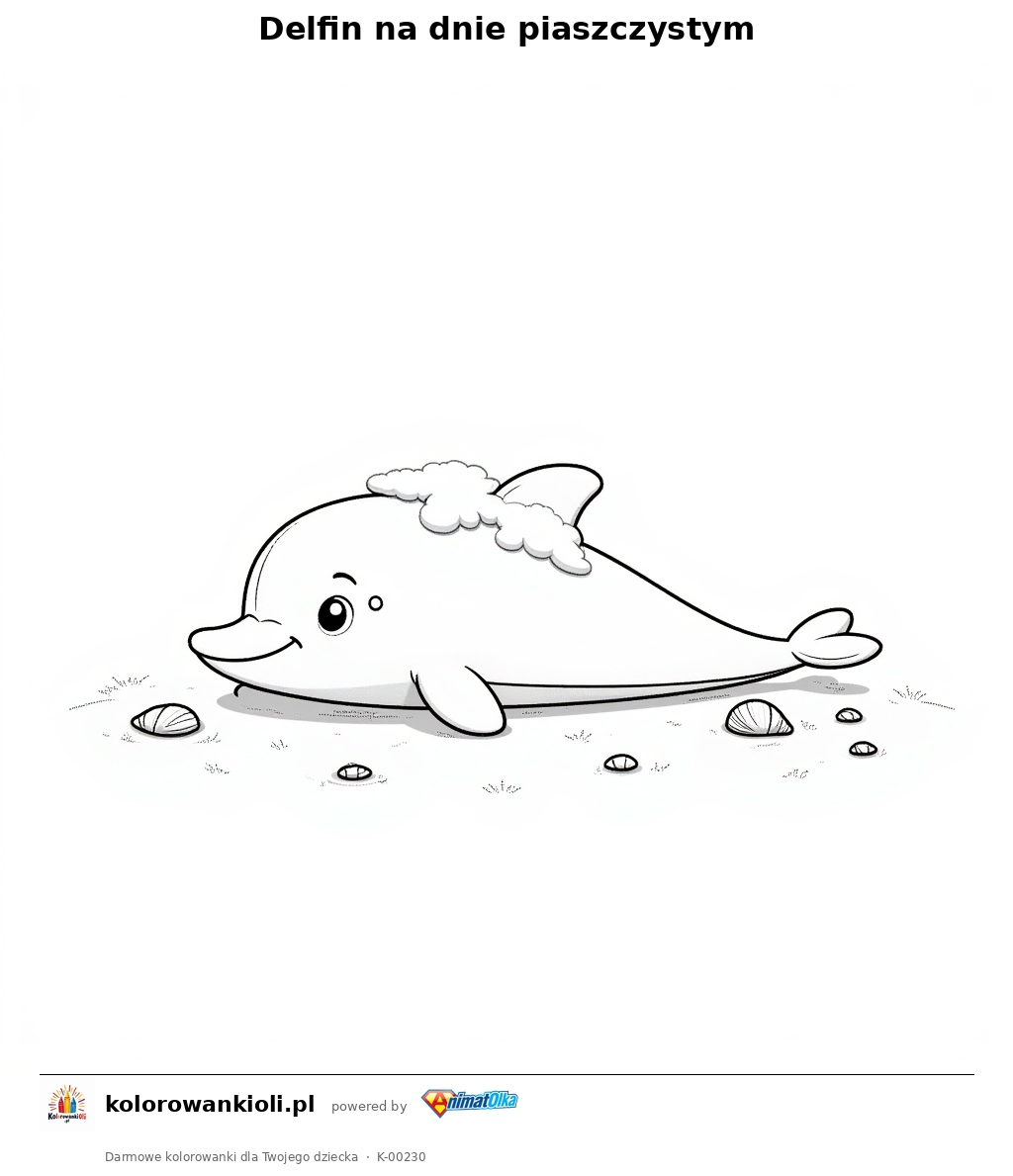 Kolorowanka — Delfin na dnie piaszczystym