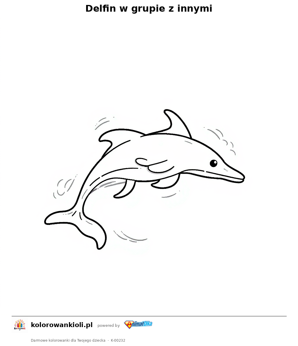 Kolorowanka — Delfin w grupie z innymi