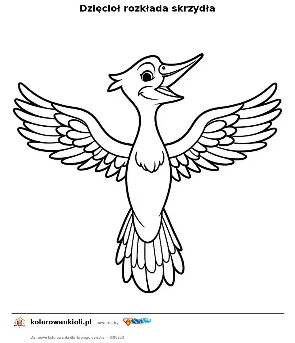 Kolorowanka — Dzięcioł rozkłada skrzydła