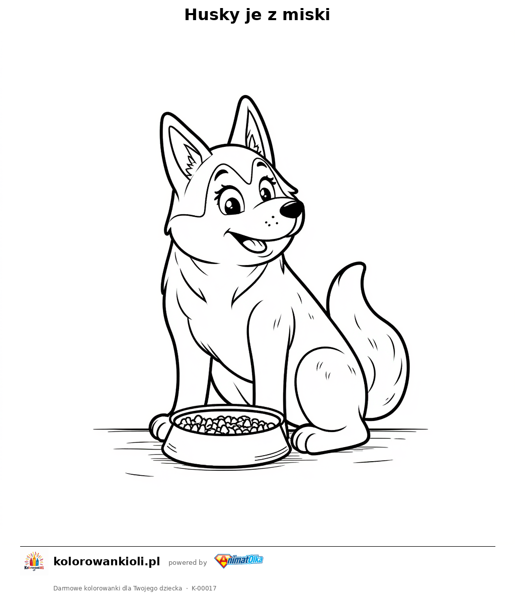 Kolorowanka — Husky je z miski