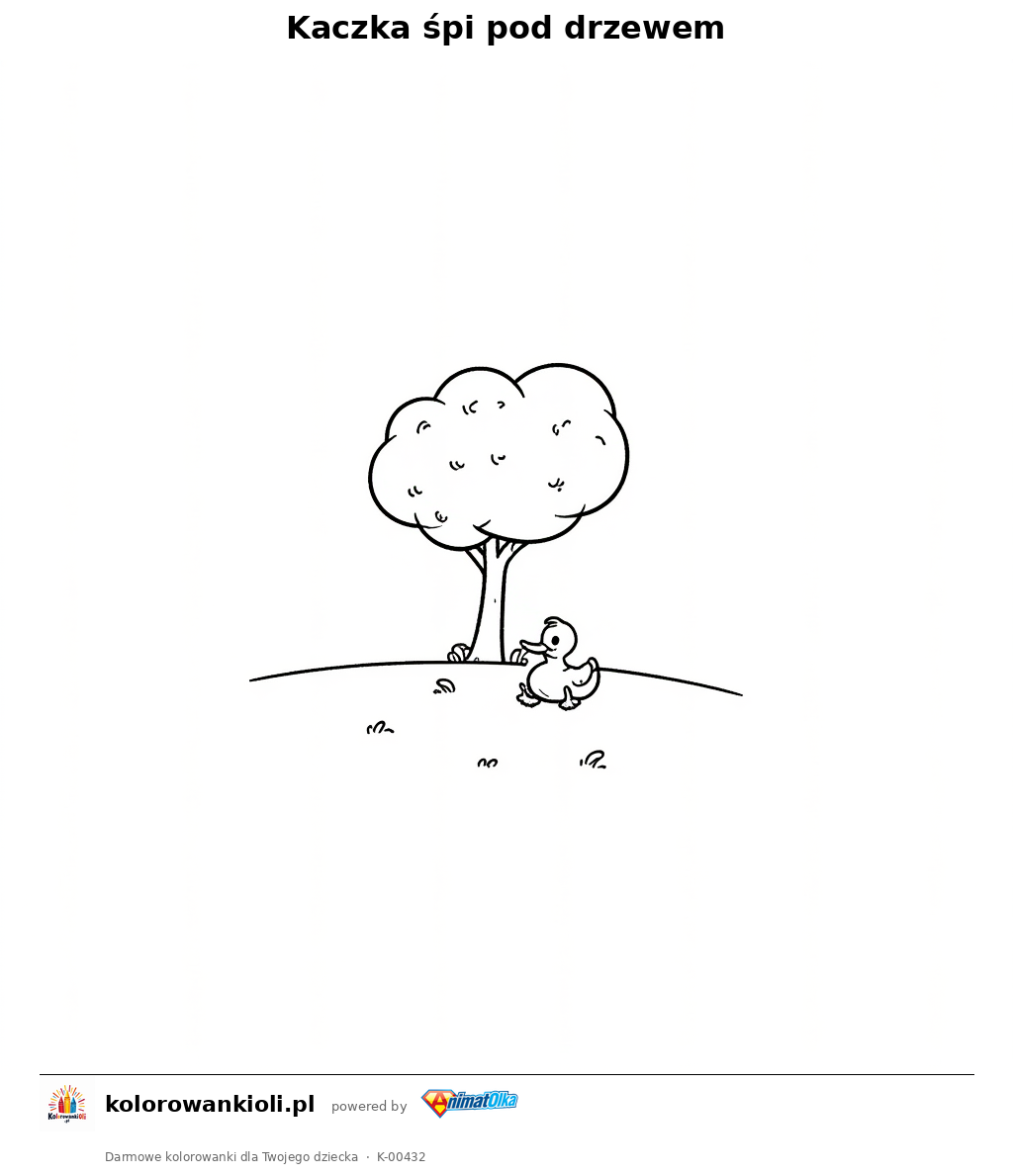 Kolorowanka — Kaczka śpi pod drzewem