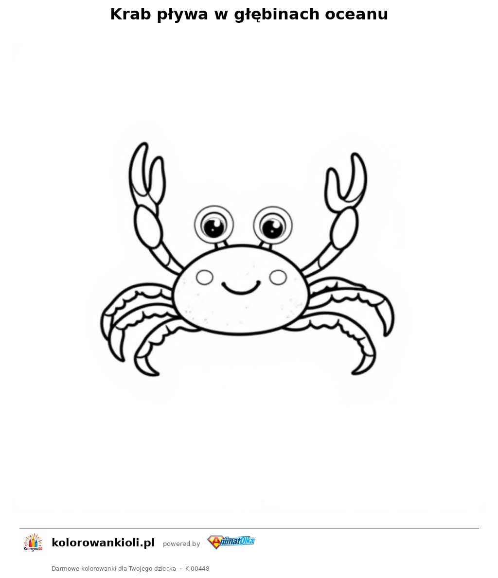 Kolorowanka — Krab pływa w głębinach oceanu