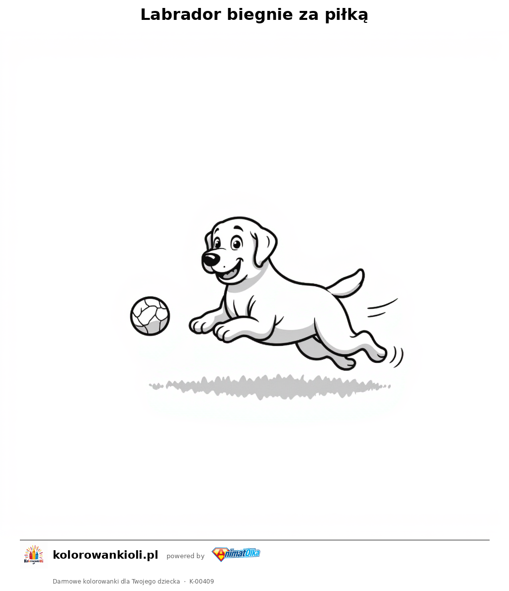 Kolorowanka — Labrador biegnie za piłką