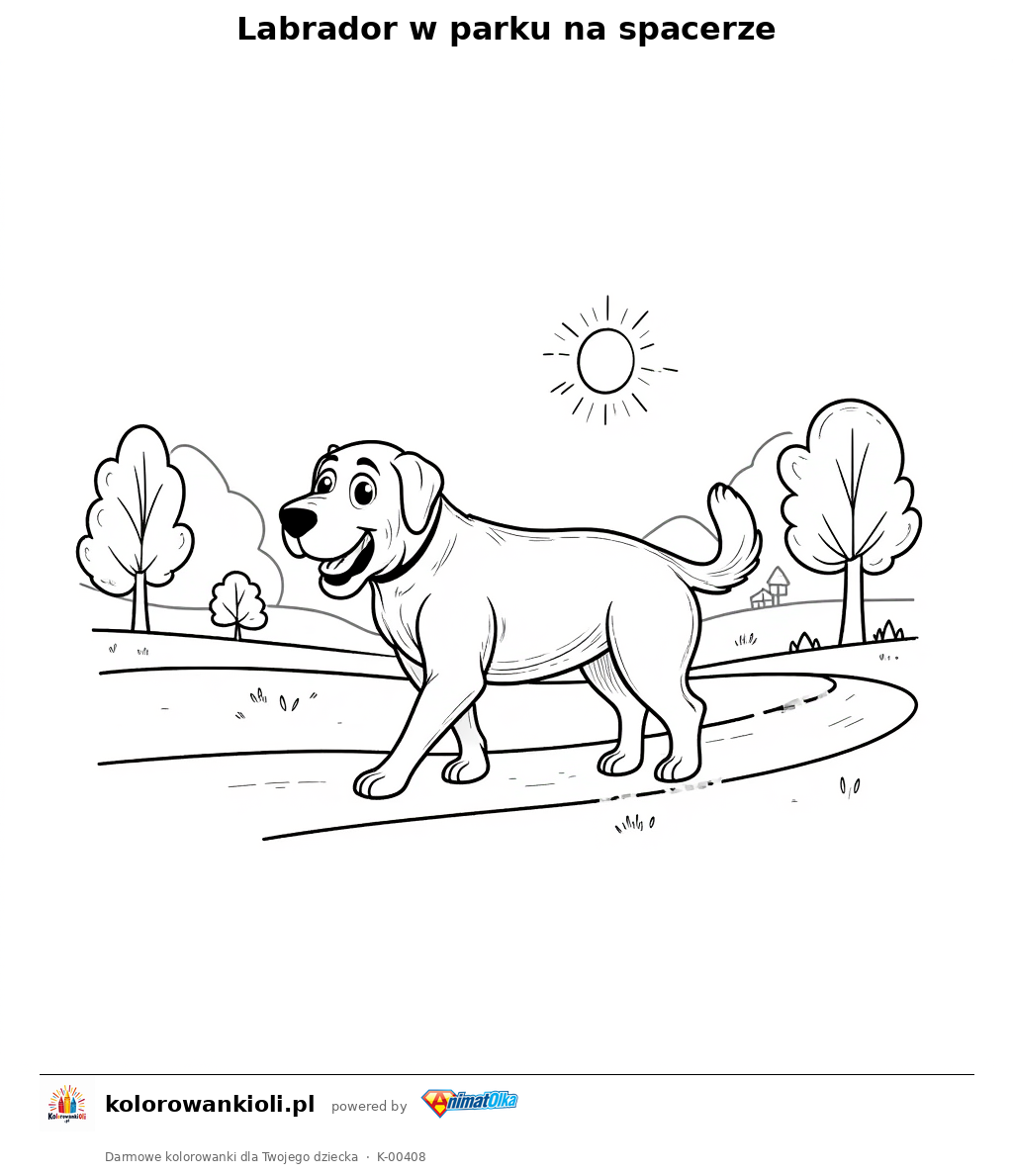 Kolorowanka — Labrador w parku na spacerze