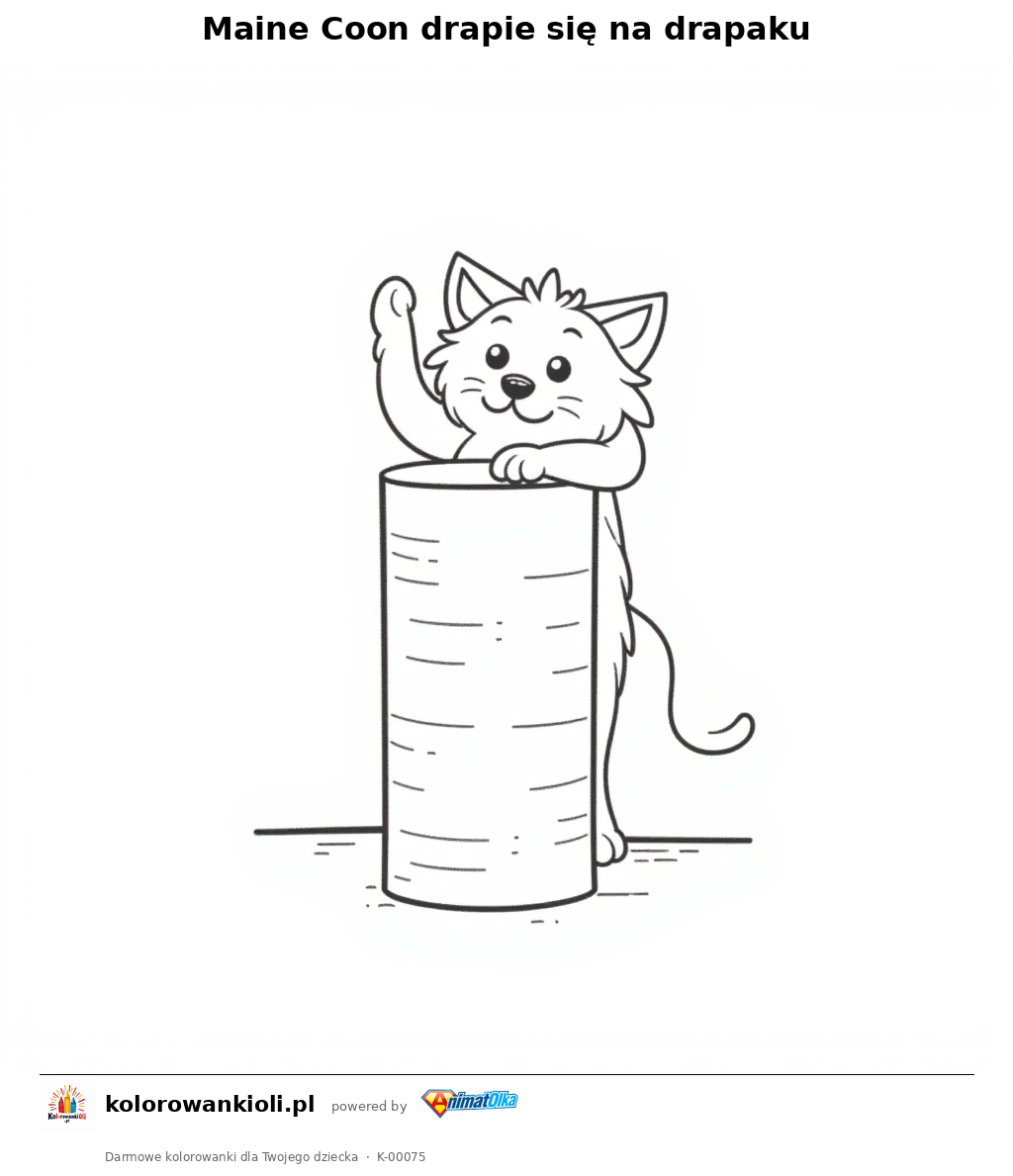 Kolorowanka — Maine Coon drapie się na drapaku