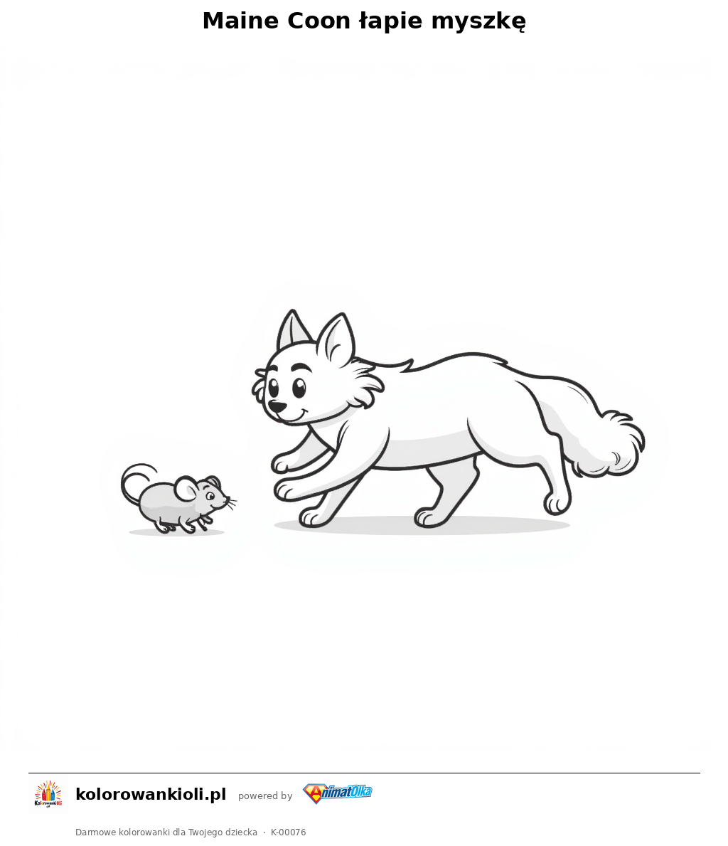 Kolorowanka — Maine Coon łapie myszkę