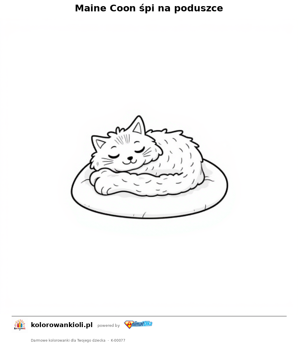 Kolorowanka — Maine Coon śpi na poduszce