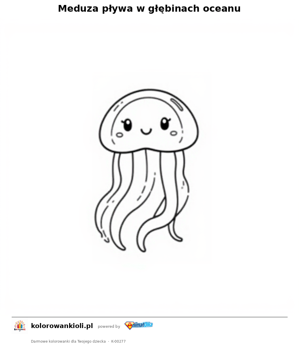 Kolorowanka — Meduza pływa w głębinach oceanu