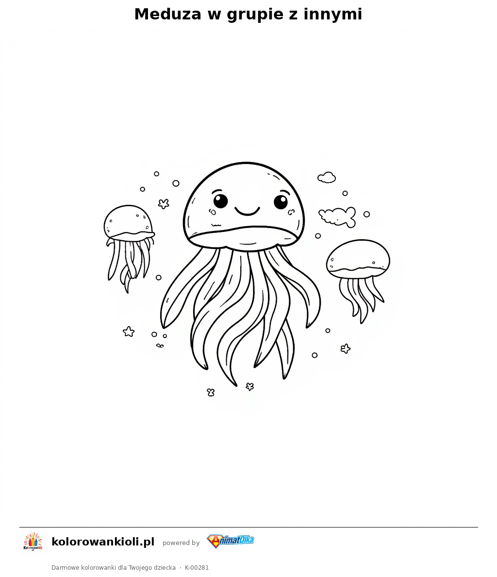 Kolorowanka — Meduza w grupie z innymi