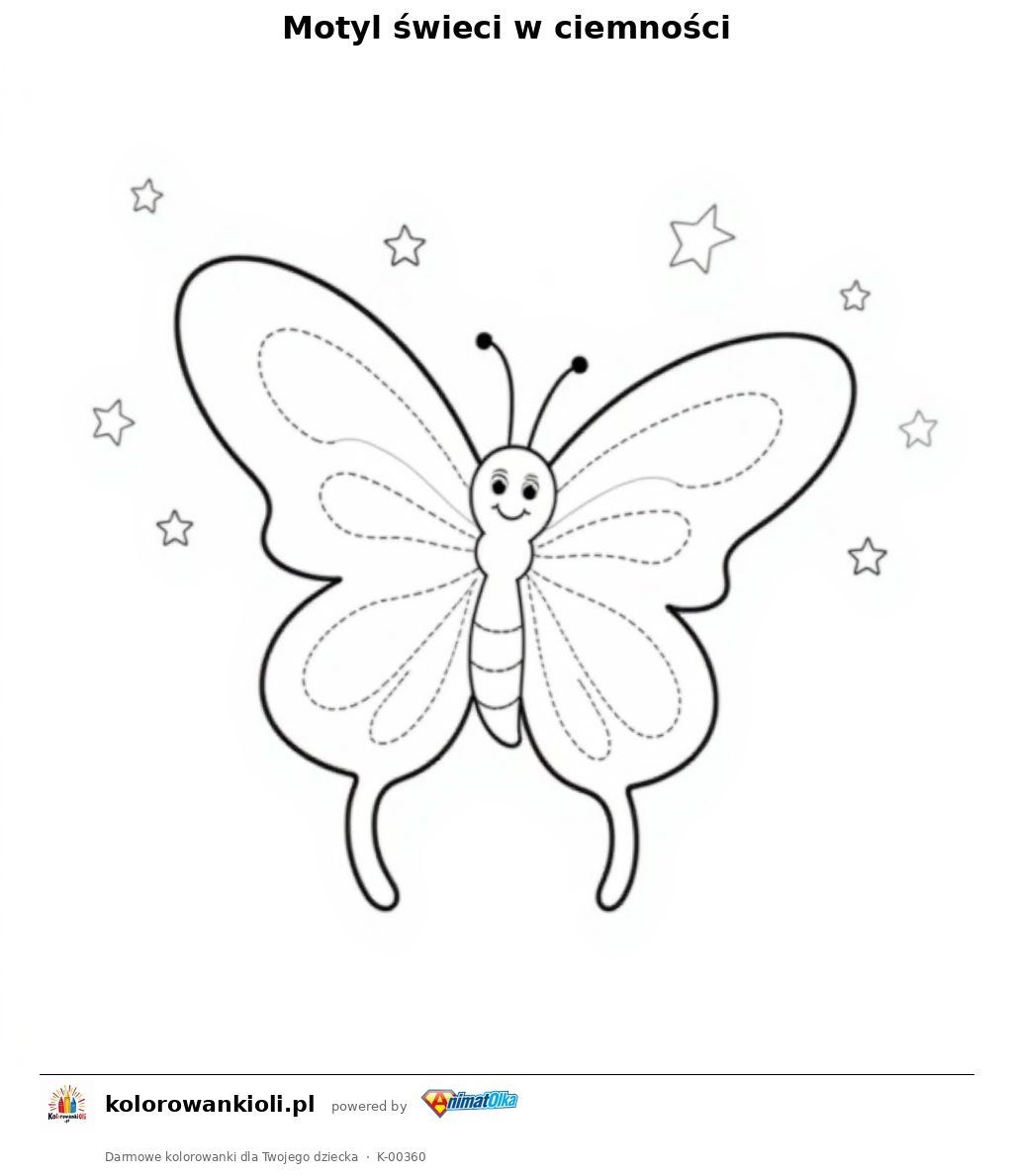 Kolorowanka — Motyl świeci w ciemności