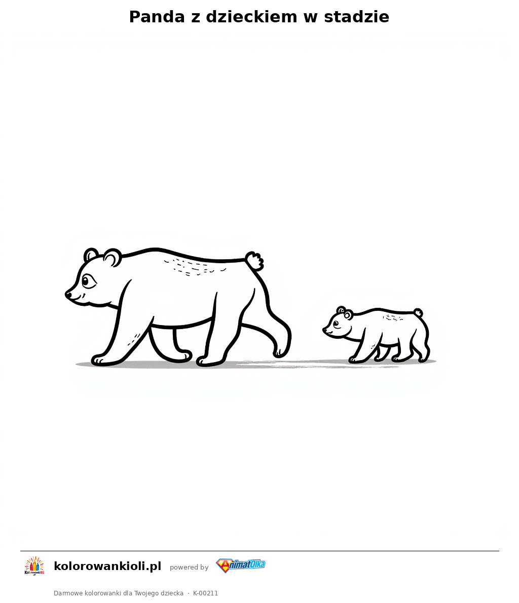 Kolorowanka — Panda z dzieckiem w stadzie