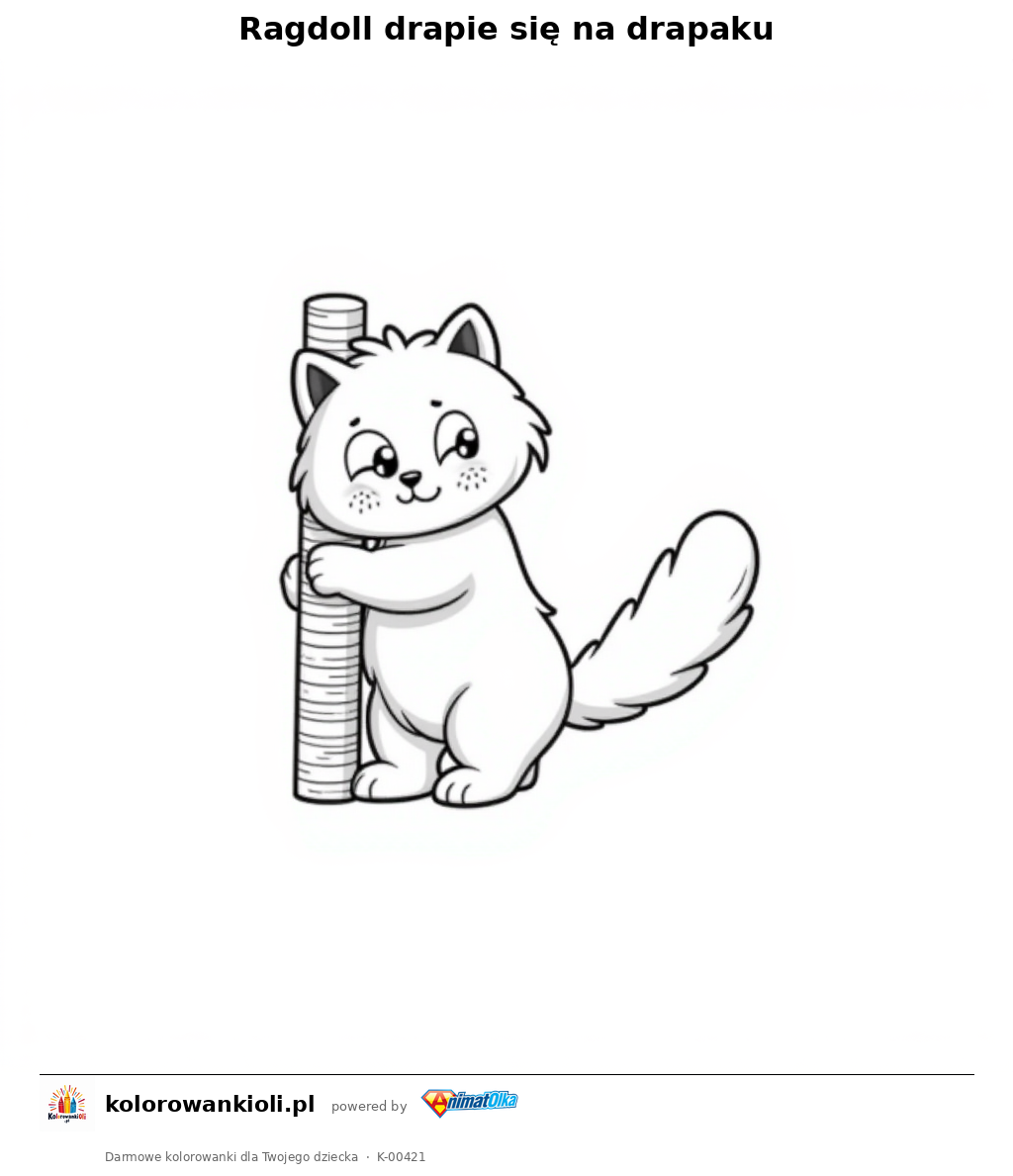 Kolorowanka — Ragdoll drapie się na drapaku