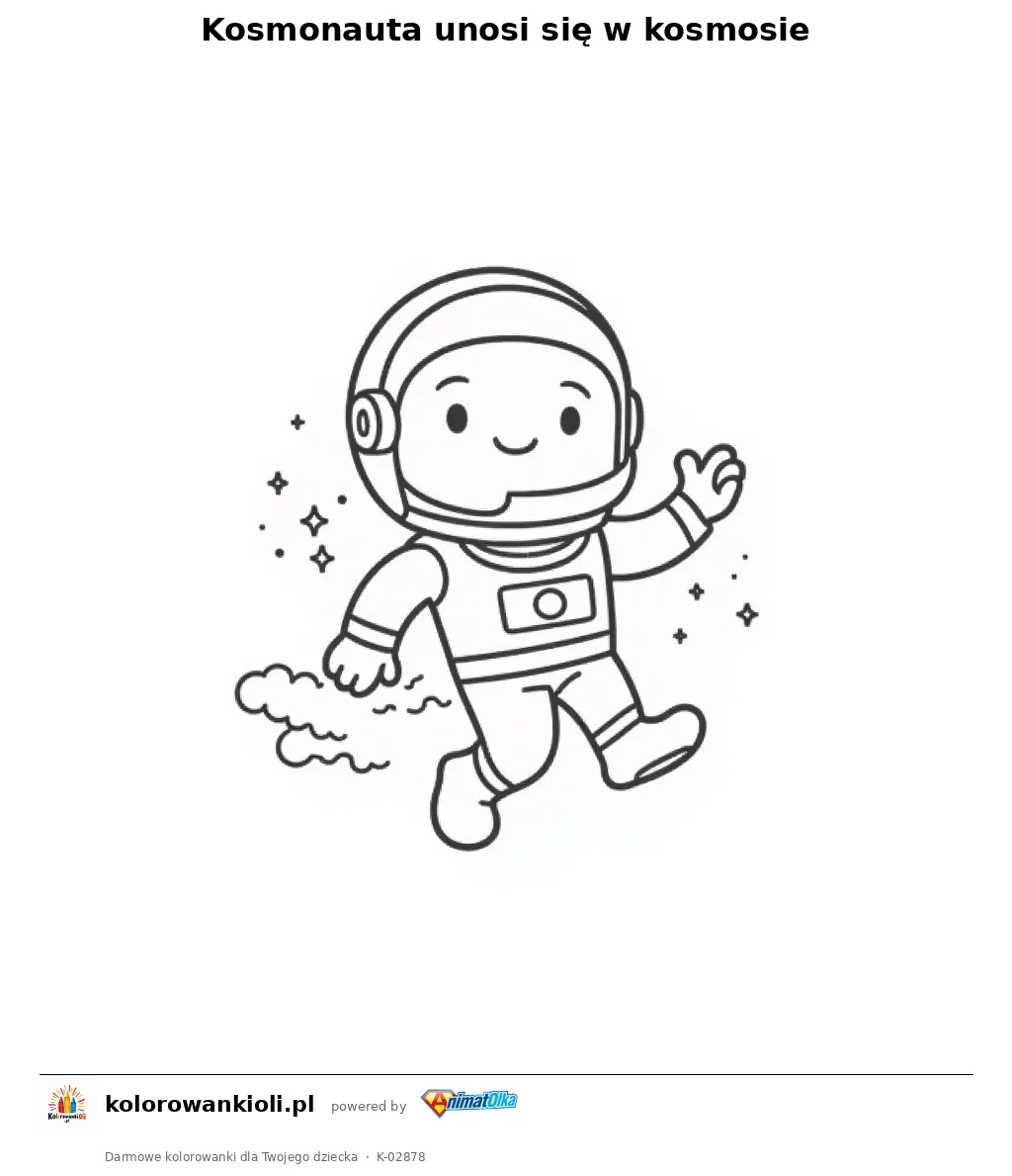 Kosmonauta unosi się w kosmosie — kolorowanka do wydruku dla dzieci