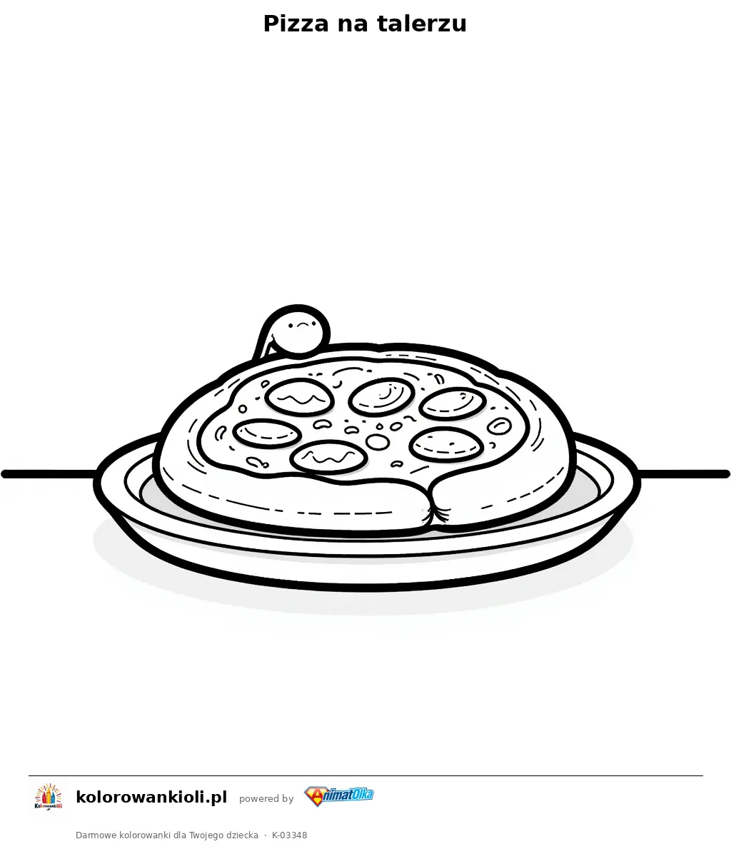 Pizza na talerzu — kolorowanka do wydruku dla dzieci