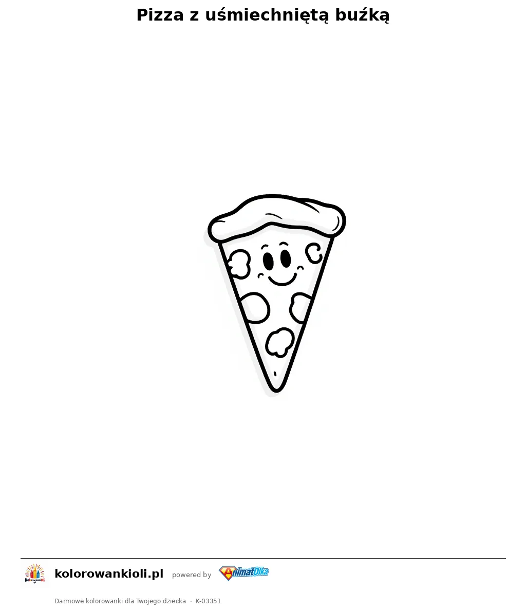 Pizza z uśmiechniętą buźką — kolorowanka do wydruku dla dzieci