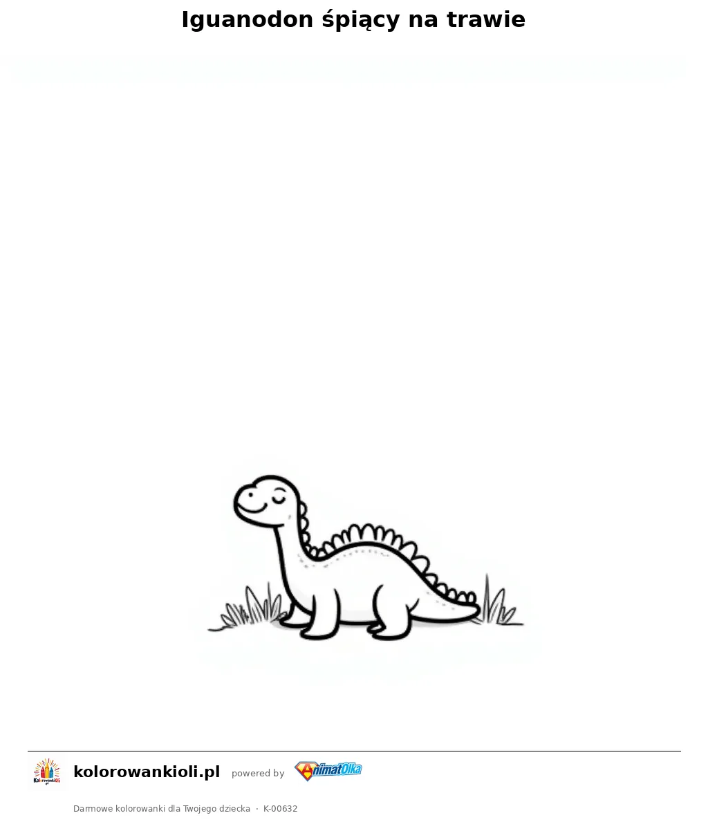 Iguanodon śpiący na trawie — kolorowanka do wydruku dla dzieci