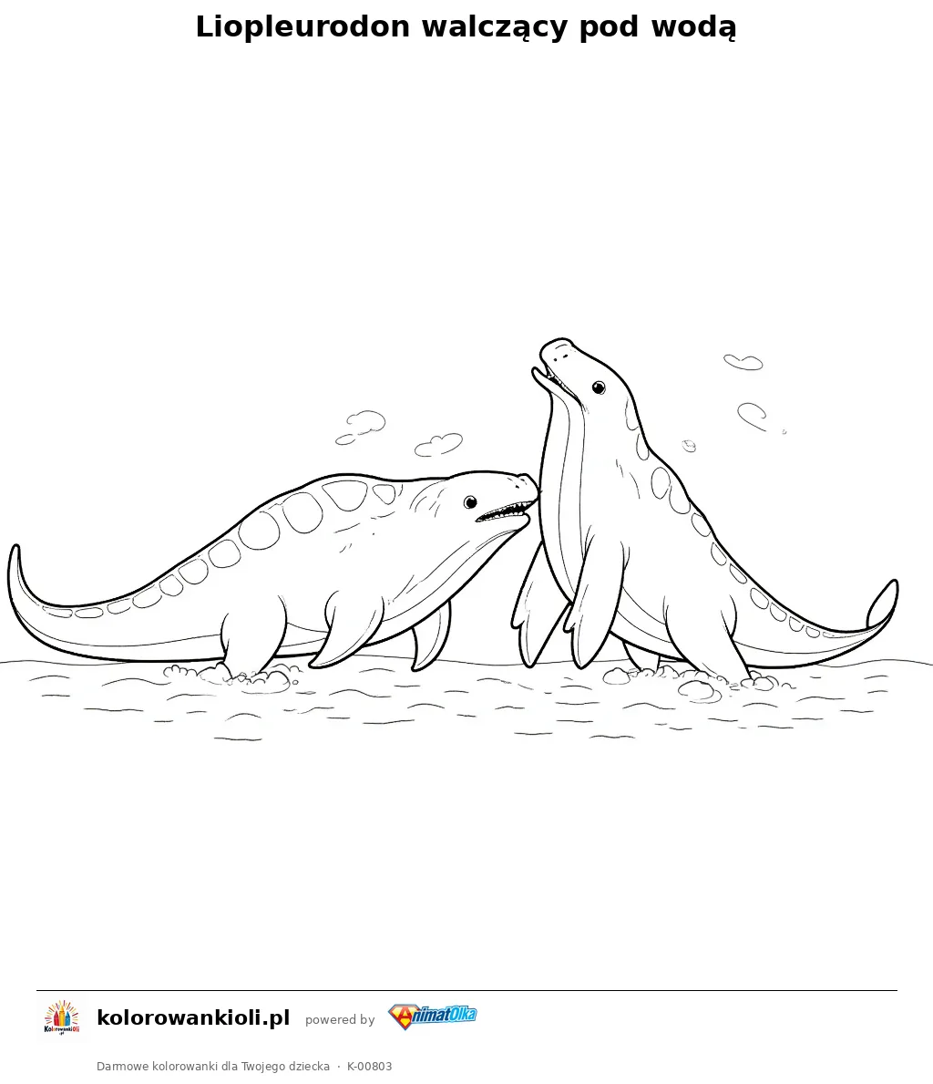 Liopleurodon walczący pod wodą — kolorowanka do wydruku dla dzieci