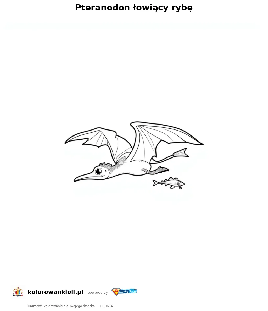Pteranodon łowiący rybę — kolorowanka do wydruku dla dzieci