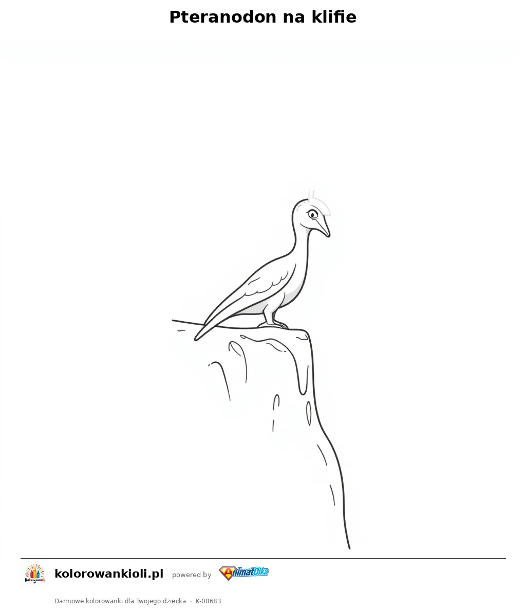 Pteranodon na klifie — kolorowanka do wydruku dla dzieci