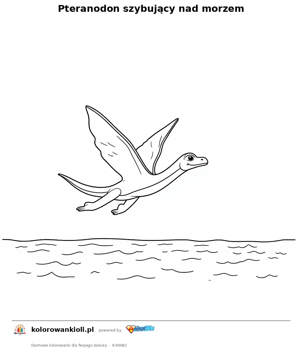 Pteranodon szybujący nad morzem — kolorowanka do wydruku dla dzieci