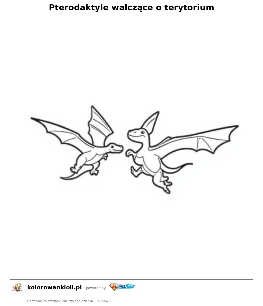 Pterodaktyle walczące o terytorium — kolorowanka do wydruku dla dzieci