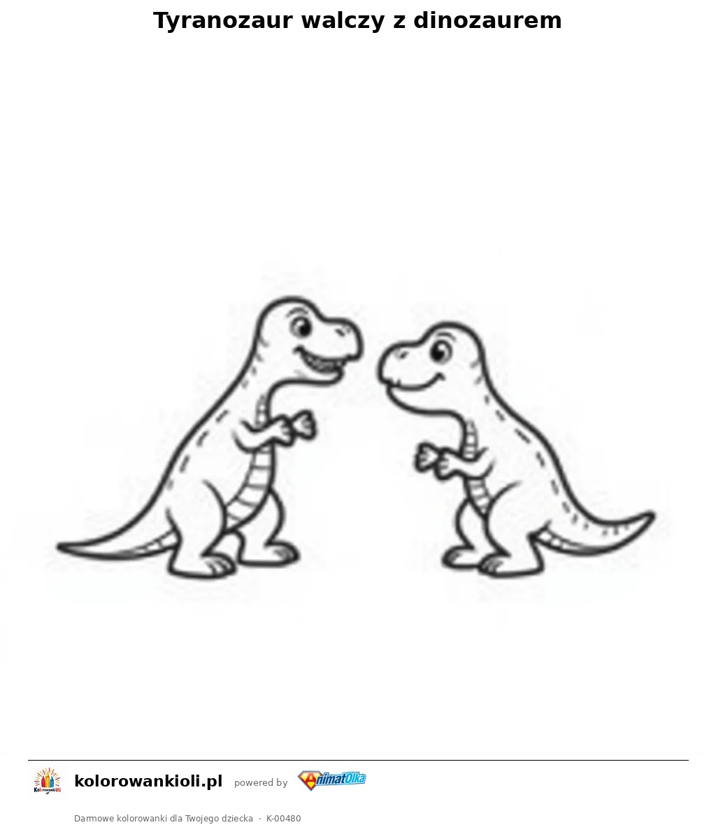 Tyranozaur walczy z dinozaurem — kolorowanka do wydruku dla dzieci
