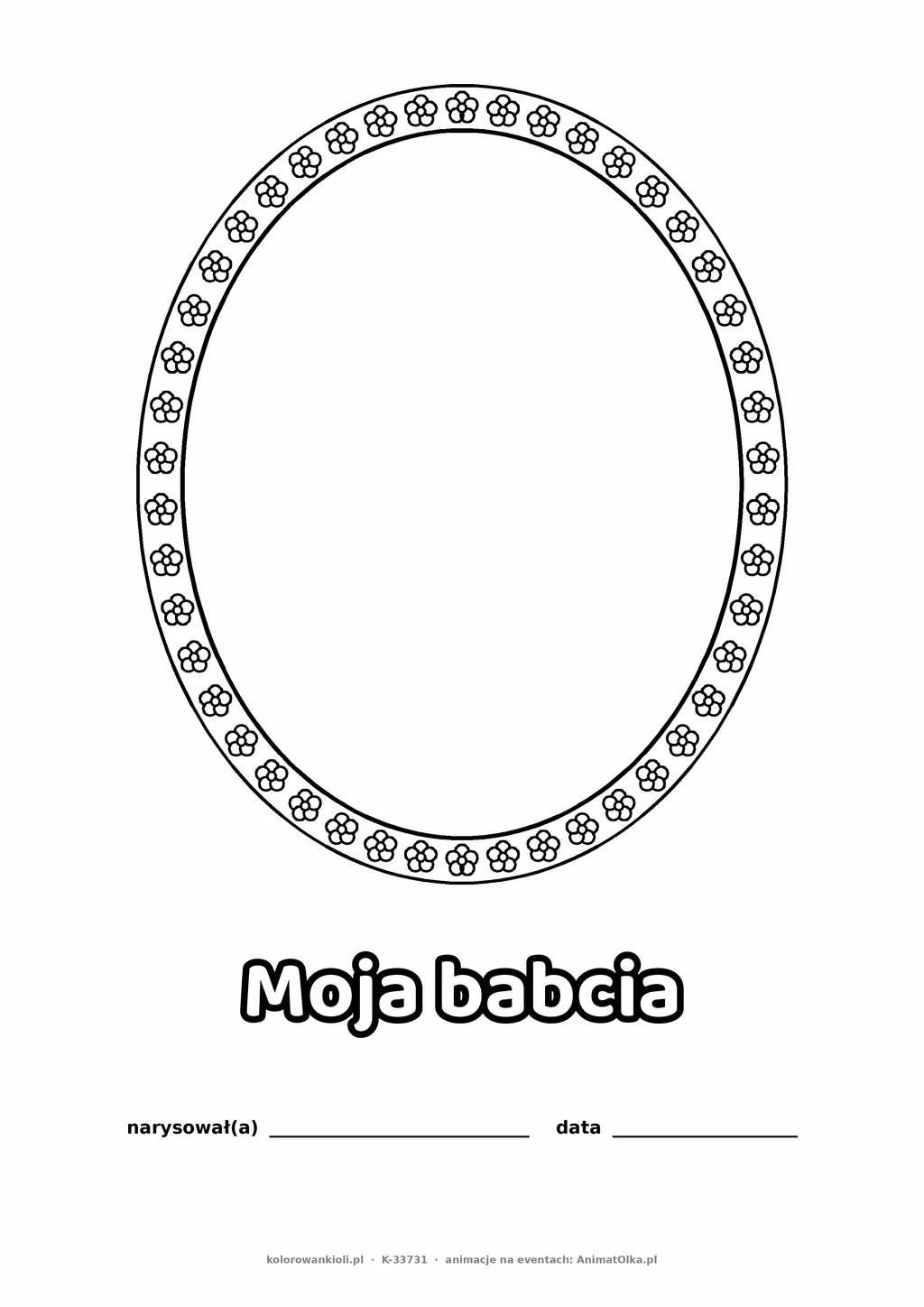 Portret babci — do druku i kolorowania na Dzień Babci i Dziadka, A4