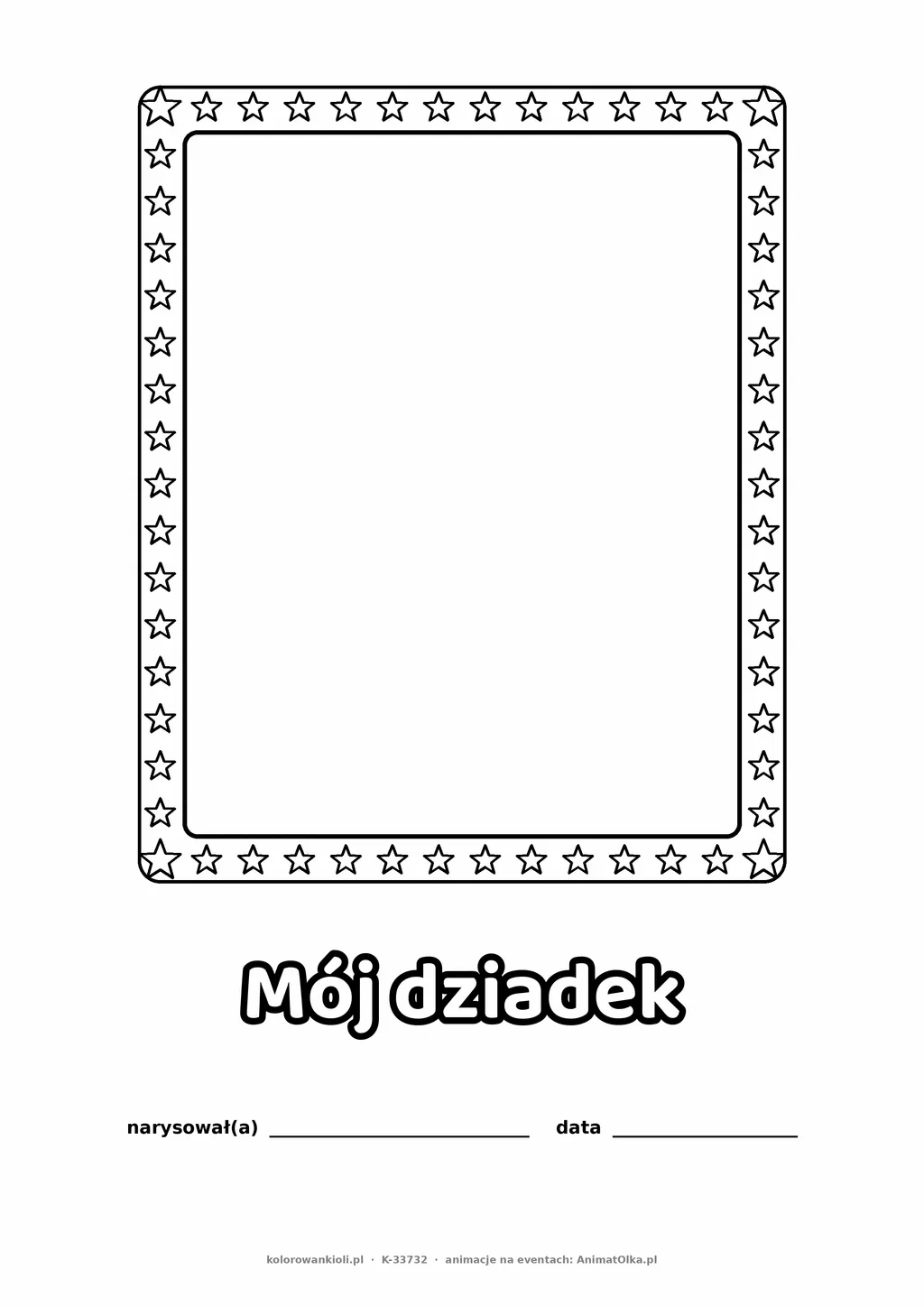 Portret dziadka — do druku i kolorowania na Dzień Babci i Dziadka, A4