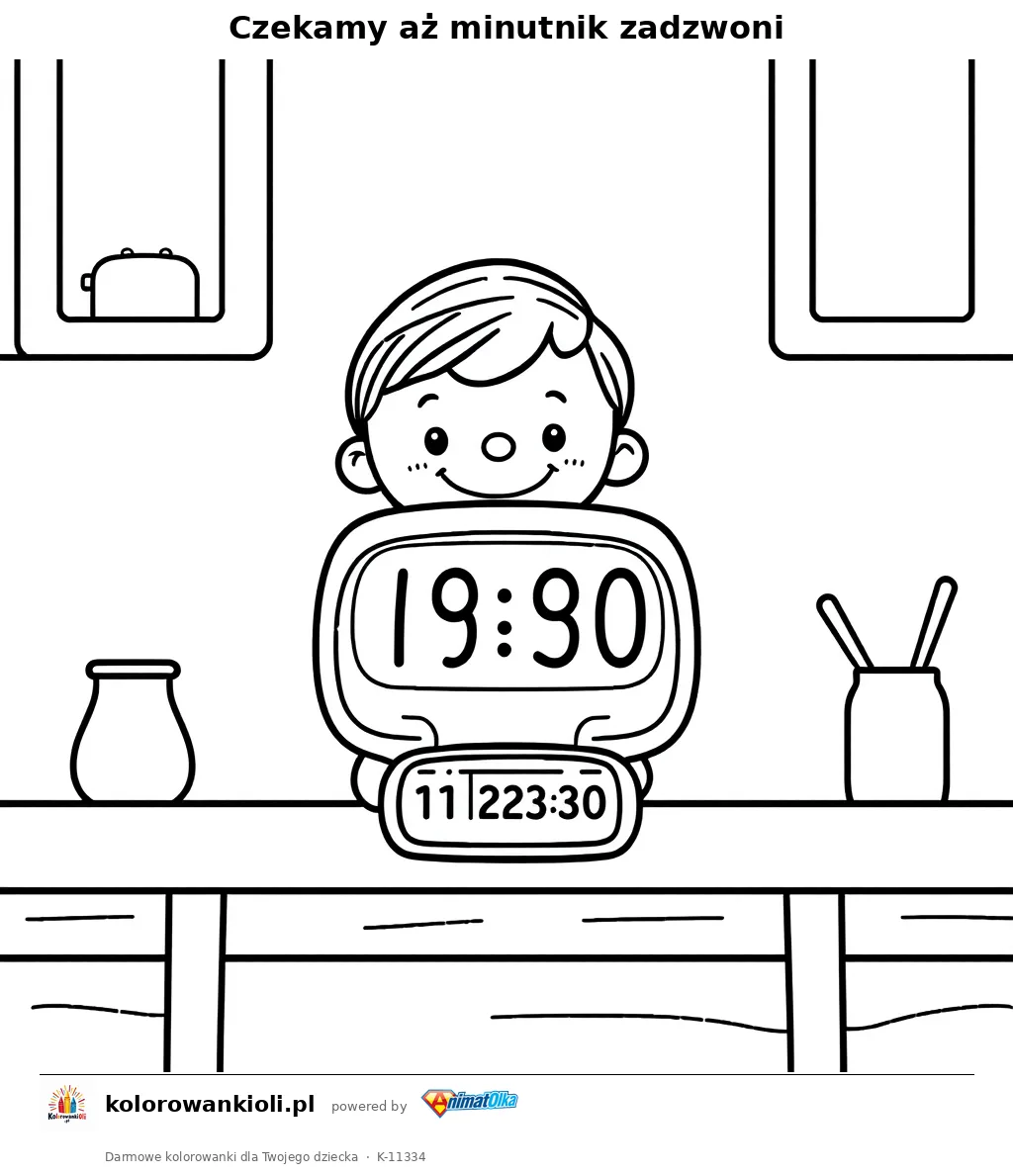 Czekamy aż minutnik zadzwoni — kolorowanka do wydruku dla dzieci