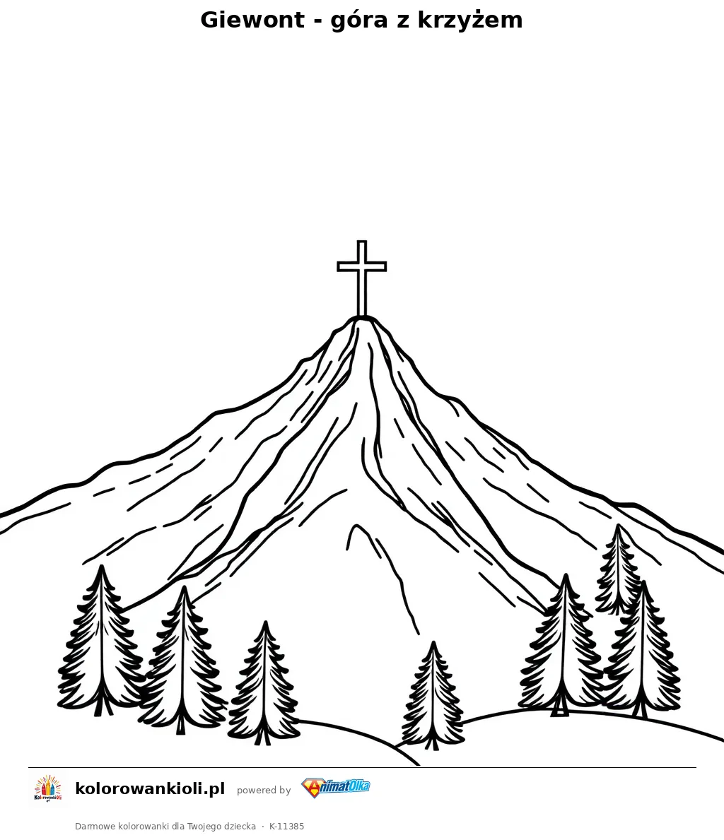 Giewont - góra z krzyżem — kolorowanka do wydruku dla dzieci