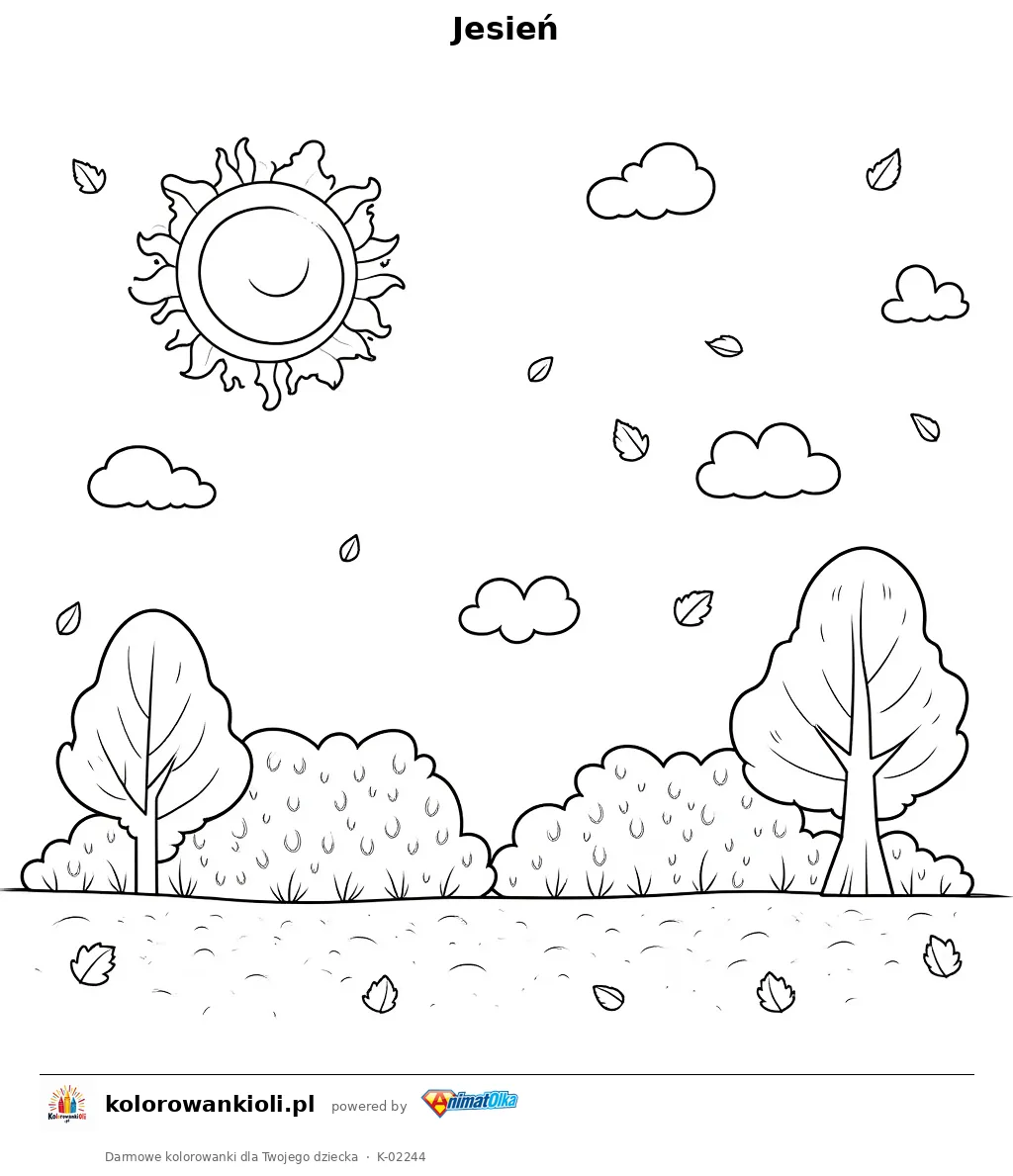 Jesień — kolorowanka do wydruku dla dzieci
