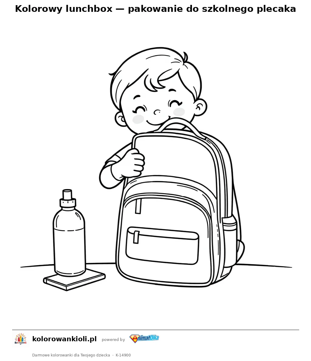 Kolorowy lunchbox — pakowanie do szkolnego plecaka — kolorowanka do wydruku dla dzieci