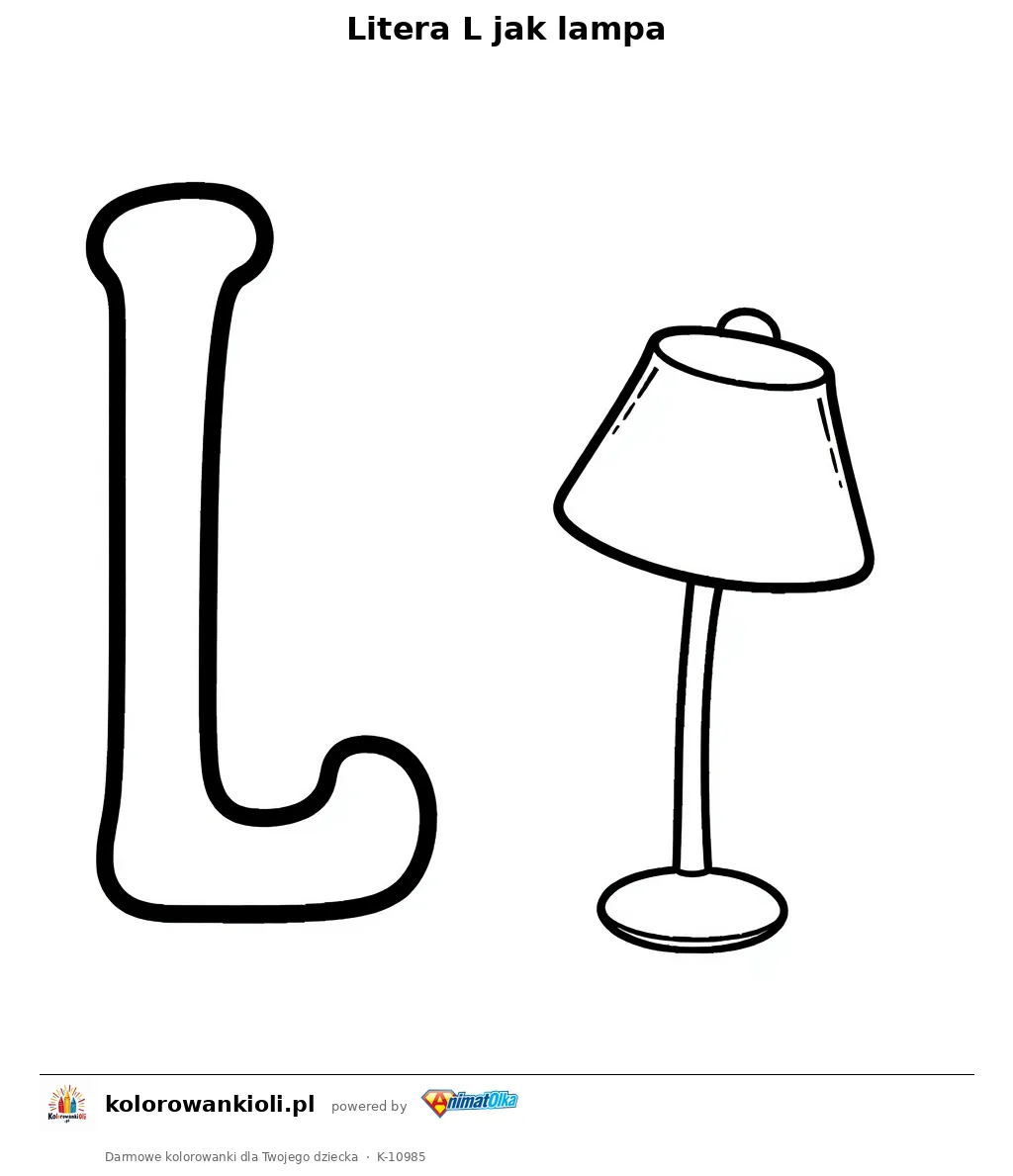 Litera L jak lampa — kolorowanka do wydruku dla dzieci