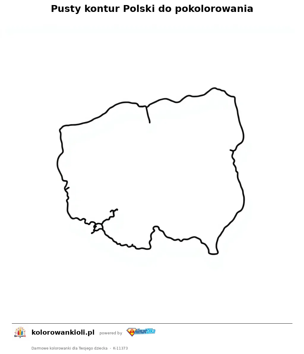 Pusty kontur Polski do pokolorowania — kolorowanka do wydruku dla dzieci
