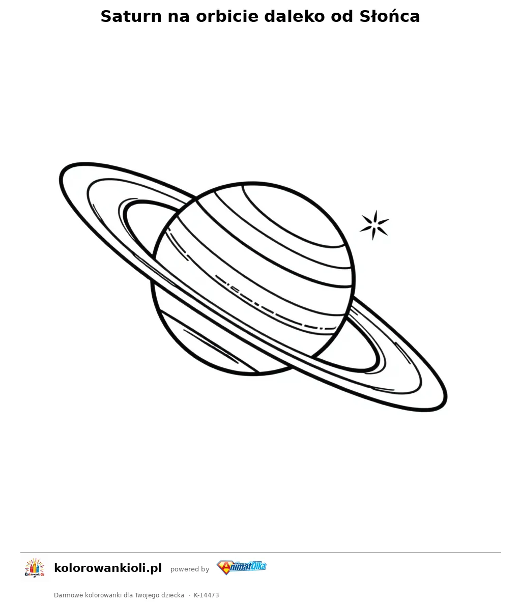 Saturn na orbicie daleko od Słońca — kolorowanka do wydruku dla dzieci
