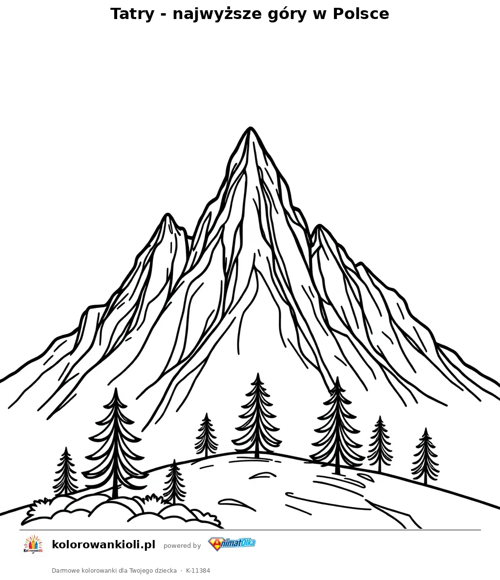 Tatry - najwyższe góry w Polsce — kolorowanka do wydruku dla dzieci