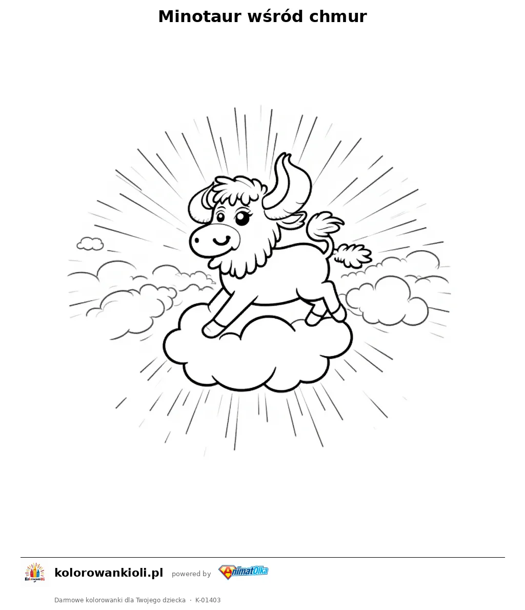 Minotaur wśród chmur — kolorowanka do wydruku dla dzieci