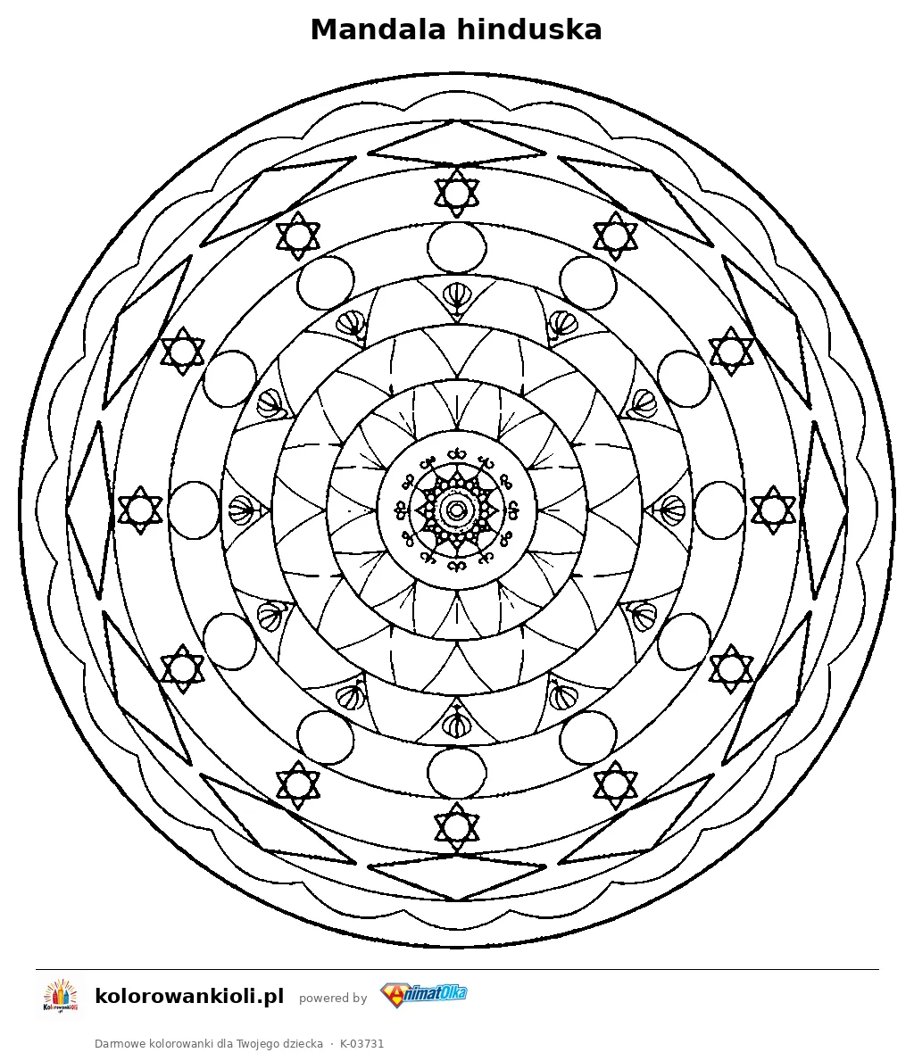 Mandala hinduska — kolorowanka do wydruku dla dzieci