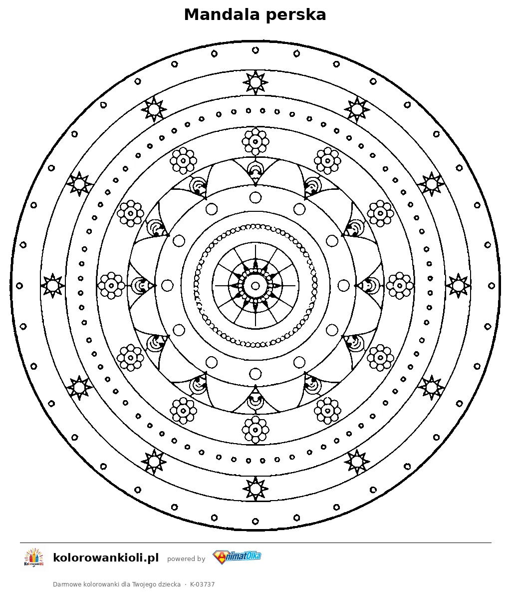 Mandala perska — kolorowanka do wydruku dla dzieci