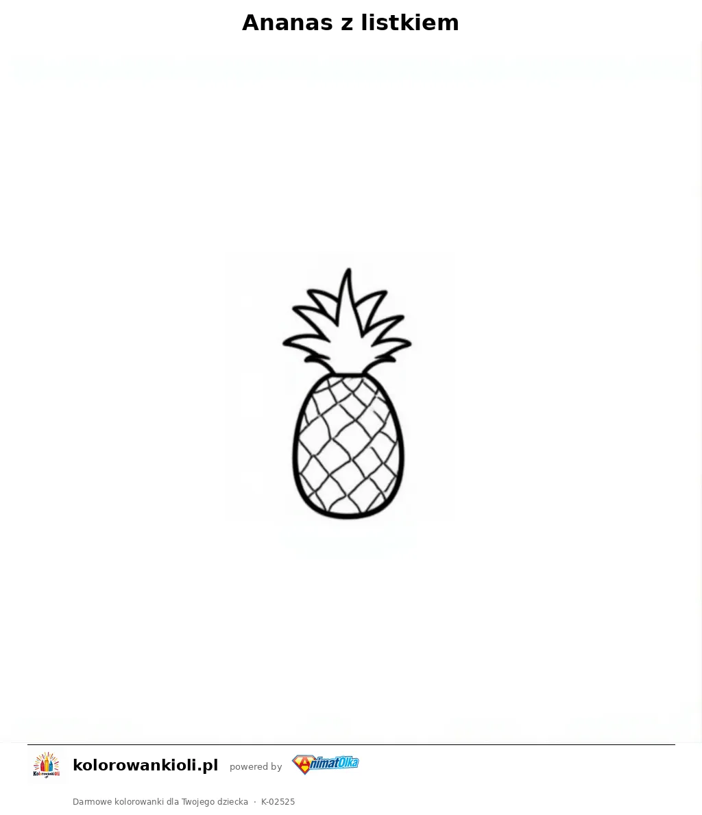 Ananas z listkiem — kolorowanka do wydruku dla dzieci